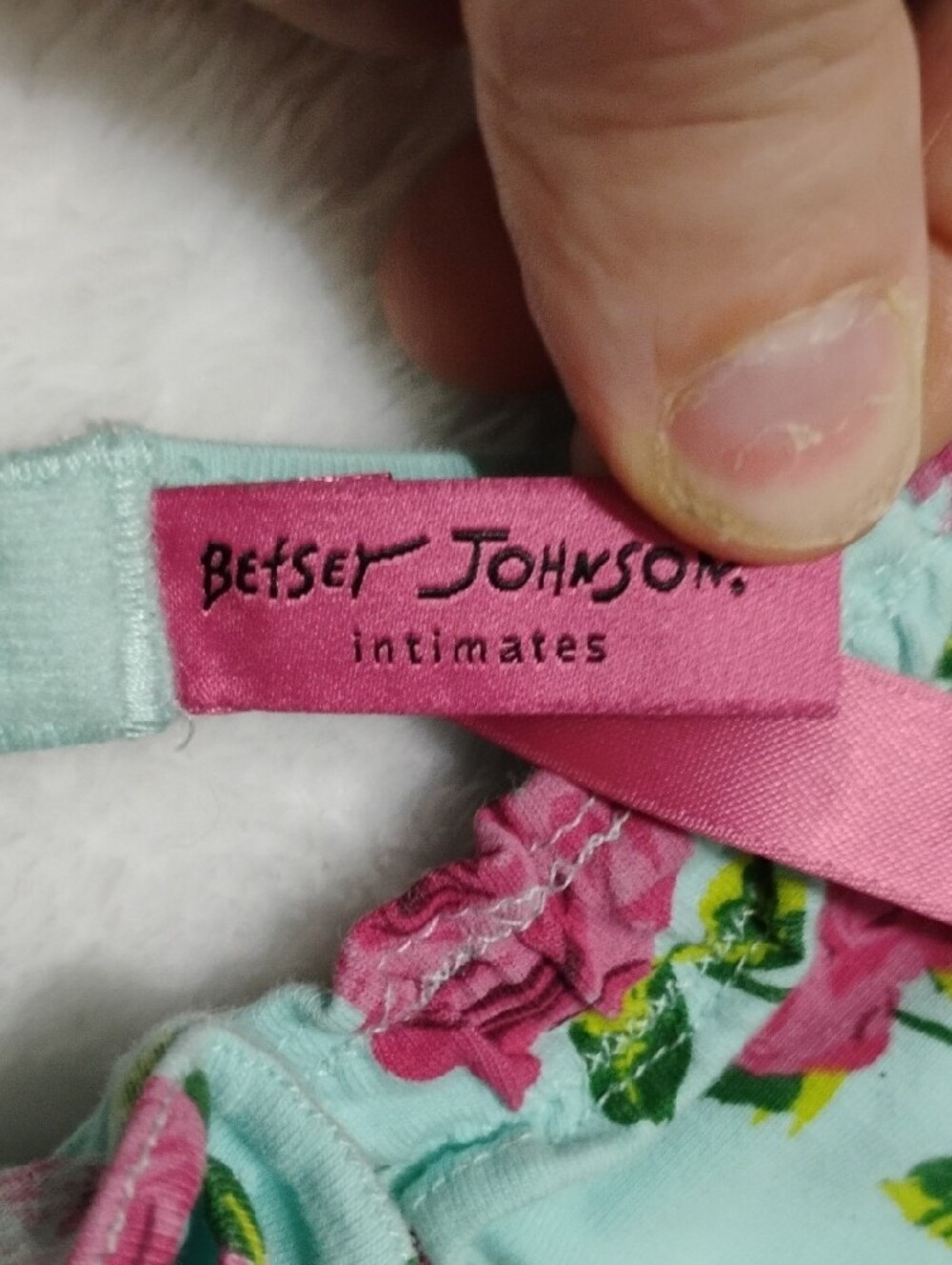 Betsey Johnson Mint Floral Spaghetti Strap Camisole with Pink Roses - Picture 3 of 7